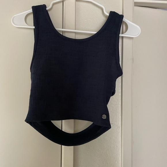 Roxy Navy Blue Sleeveless Women's Crop Top Criss Cross Open Back size small - Picture 1 of 3